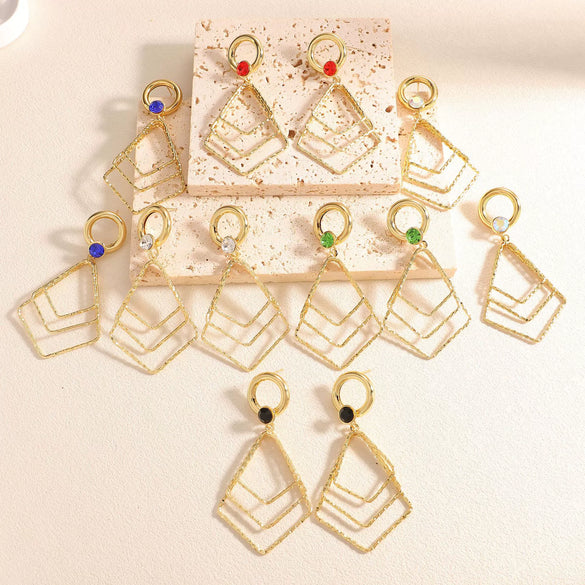 Women's Geometric Alloy Drop Earrings With Stainless Steel Ear Needles Electroplated Exaggerated Fashion Jewelry Wholesale