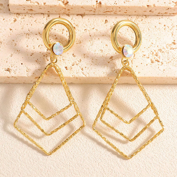 Women's Geometric Alloy Drop Earrings With Stainless Steel Ear Needles Electroplated Exaggerated Fashion Jewelry Wholesale