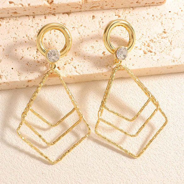 Women's Geometric Alloy Drop Earrings With Stainless Steel Ear Needles Electroplated Exaggerated Fashion Jewelry Wholesale