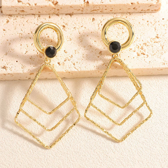 Women's Geometric Alloy Drop Earrings With Stainless Steel Ear Needles Electroplated Exaggerated Fashion Jewelry Wholesale