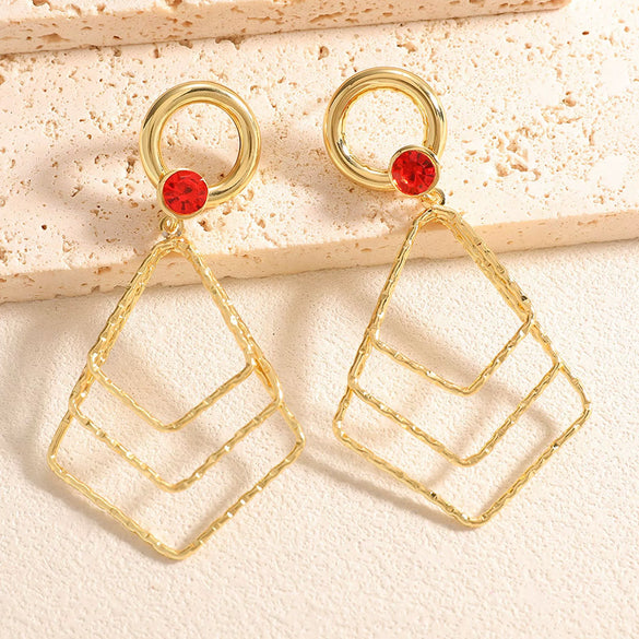 Women's Geometric Alloy Drop Earrings With Stainless Steel Ear Needles Electroplated Exaggerated Fashion Jewelry Wholesale