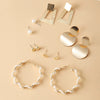 Women's Geometric Alloy Hoop Earrings With Imitation Pearl Accents And Electroplated Finish Multipair Earring Set