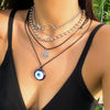 Women's Geometric Alloy Pendant Leather Wax Thread Handmade Clavicle Chain Necklace Jewelry