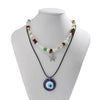Women's Geometric Alloy Pendant Leather Wax Thread Handmade Clavicle Chain Necklace Jewelry