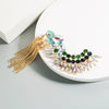 Women's Geometric Alloy Rhinestone Tassel Ear Clip Earrings With Exaggerated Fashion Design