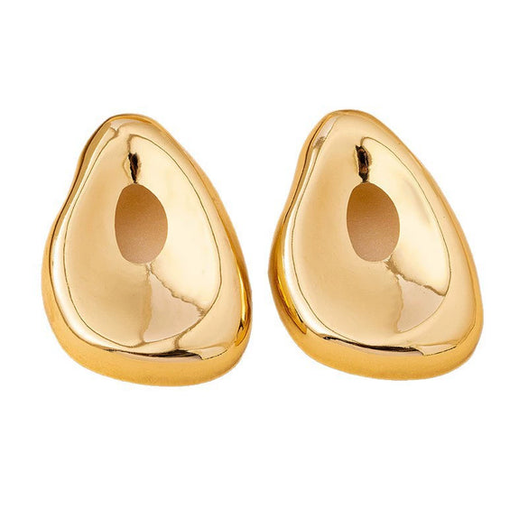 Women's Geometric Alloy Stud Earrings With Irregular Shape Smooth Pleated Design And Electroplated Finish