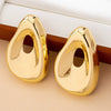 Women's Geometric Alloy Stud Earrings With Irregular Shape Smooth Pleated Design And Electroplated Finish