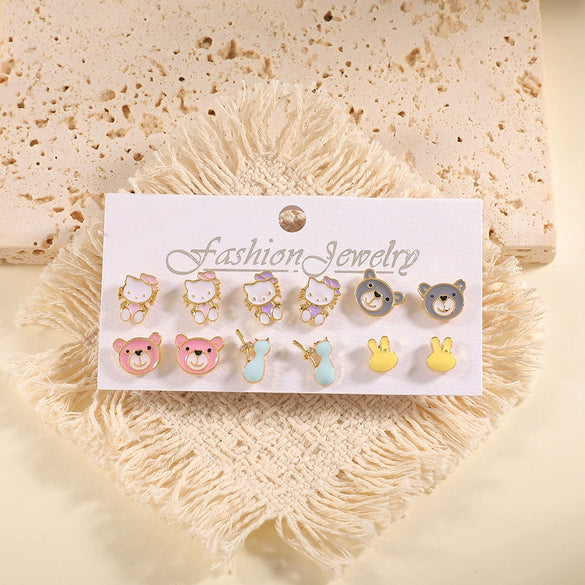 Women's Geometric Alloy Stud Earrings With Steel Posts Electroplated Light Luxury Small Earring Set