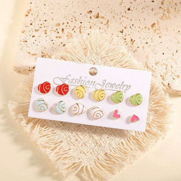 Women's Geometric Alloy Stud Earrings With Steel Posts Electroplated Light Luxury Small Earring Set