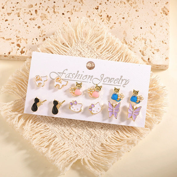 Women's Geometric Alloy Stud Earrings With Steel Posts Electroplated Light Luxury Small Earring Set