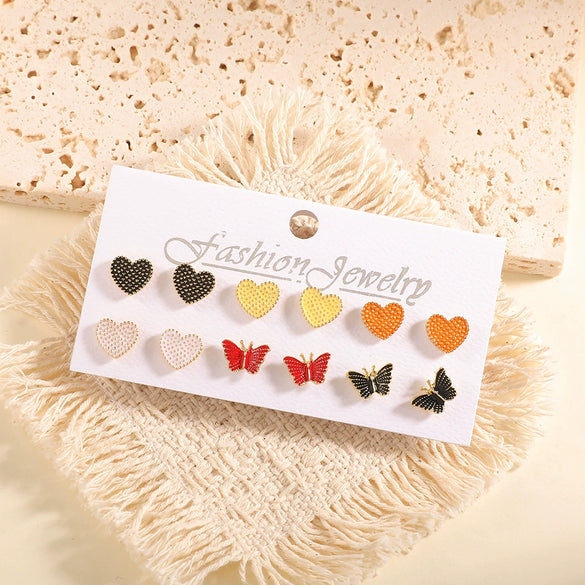 Women's Geometric Alloy Stud Earrings With Steel Posts Electroplated Light Luxury Small Earring Set