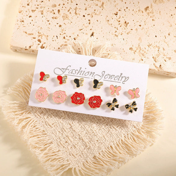 Women's Geometric Alloy Stud Earrings With Steel Posts Electroplated Light Luxury Small Earring Set