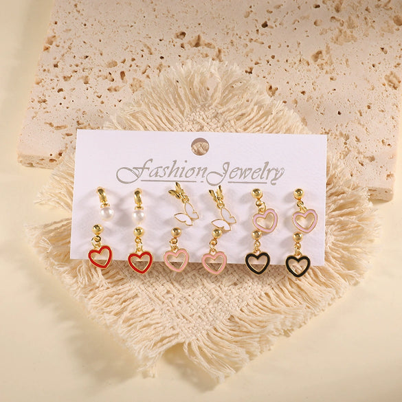 Women's Geometric Alloy Stud Earrings With Steel Posts Electroplated Light Luxury Small Earring Set