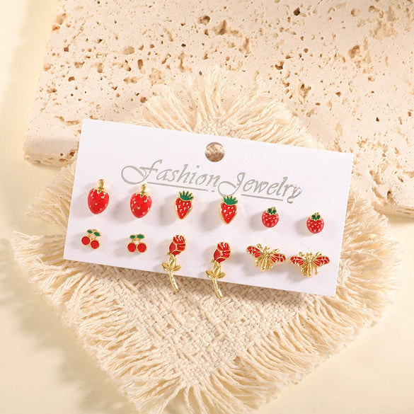 Women's Geometric Alloy Stud Earrings With Steel Posts Electroplated Light Luxury Small Earring Set