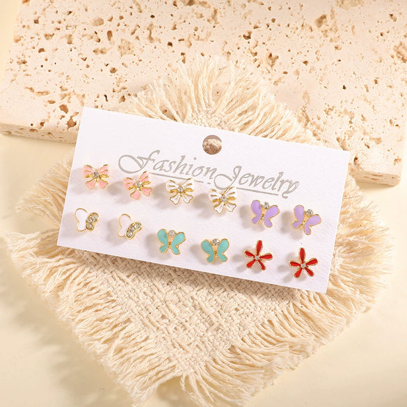 Women's Geometric Alloy Stud Earrings With Steel Posts Electroplated Light Luxury Small Earring Set