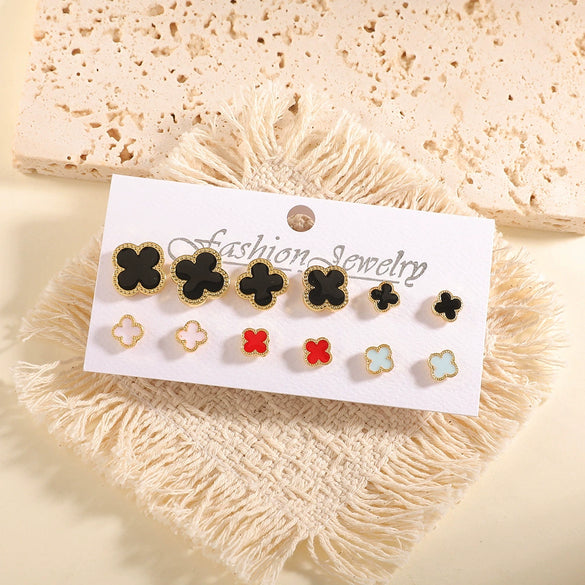 Women's Geometric Alloy Stud Earrings With Steel Posts Electroplated Light Luxury Small Earring Set