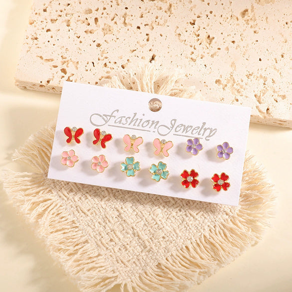 Women's Geometric Alloy Stud Earrings With Steel Posts Electroplated Light Luxury Small Earring Set