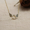 Women's Geometric Angel Wings Necklace In Sterling Silver With Goldplated Finish Elegant Collarbone Chain