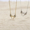 Women's Geometric Angel Wings Necklace In Sterling Silver With Goldplated Finish Elegant Collarbone Chain