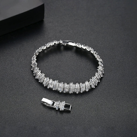 Women's Geometric Asymmetrical Copper Bracelet With Electroplated Finish Adjustable Statement Jewelry