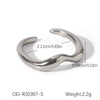 Women's Geometric Asymmetrical Open Ring Ins Style Stainless Steel Wave Pattern Electroplating Pvd Vacuum Plating