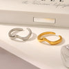 Women's Geometric Asymmetrical Open Ring Ins Style Stainless Steel Wave Pattern Electroplating Pvd Vacuum Plating