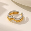 Women's Geometric Asymmetrical Open Ring Ins Style Stainless Steel Wave Pattern Electroplating Pvd Vacuum Plating