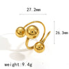 Women's Geometric Ball Stainless Steel Ring With Electroplating And Color Retention Opening Adjustable