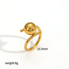 Women's Geometric Ball Stainless Steel Ring With Electroplating And Color Retention Opening Adjustable