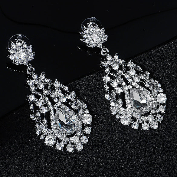 Women's Geometric Baroque Round Metal Earrings With Rhinestone Details For Banquets Parties And Photography