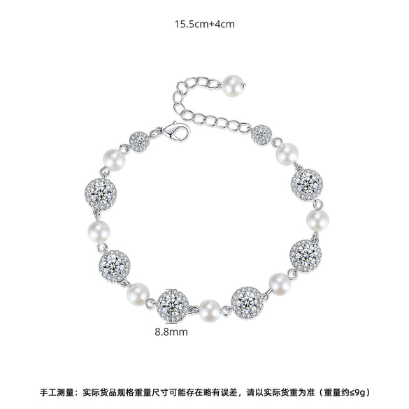 Women's Geometric Beaded Copper Bracelet With Pearl Accents Electroplated Fashion Jewelry Wholesale