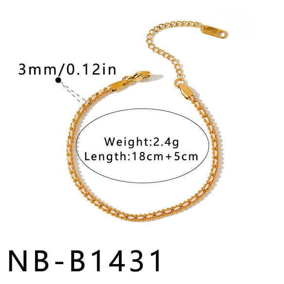 Women's Geometric Braided Stainless Steel Bracelet With Vacuum Plated Gold Tone Finish And Minimalist Fashion Design