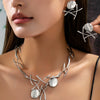 Women's Geometric Branch And Disc Jewelry Set With Electroplated Zinc Alloy Earrings And Necklace Sweet Cool Floral Design