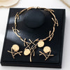 Women's Geometric Branch And Disc Jewelry Set With Electroplated Zinc Alloy Earrings And Necklace Sweet Cool Floral Design