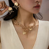 Women's Geometric Branch And Disc Jewelry Set With Electroplated Zinc Alloy Earrings And Necklace Sweet Cool Floral Design