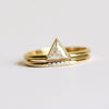 Women’s Geometric Brass And White Steel Couple Ring Set Diamond Cut Gold Tone Index Finger Rings Versatile Fashion Jewelry