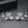 Women's Geometric Butterfly And Flower Copper Zircon Earrings With Electroplated Finish Fashion Jewelry