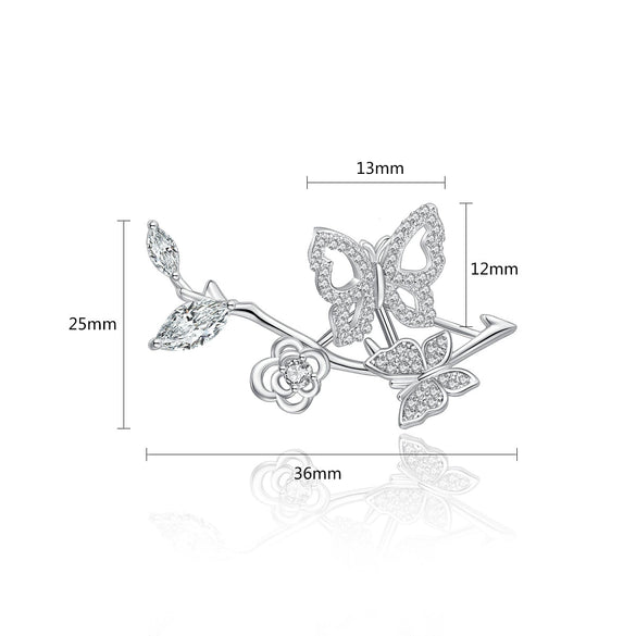 Women's Geometric Butterfly And Flower Copper Zircon Earrings With Electroplated Finish Fashion Jewelry