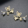 Women's Geometric Butterfly And Flower Copper Zircon Earrings With Electroplated Finish Fashion Jewelry