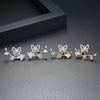Women's Geometric Butterfly And Flower Copper Zircon Earrings With Electroplated Finish Fashion Jewelry