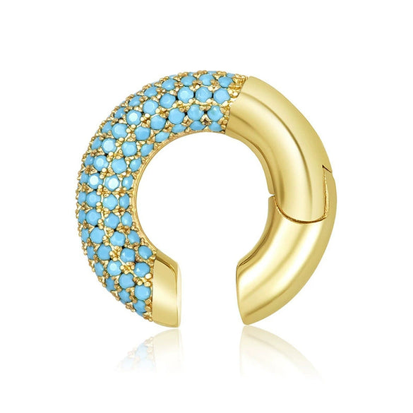 Women's Geometric C Shape Full Rhinestone Ear Clip Earrings Copper With Electroplated Gold Finish No Piercing Fashion Jewelry