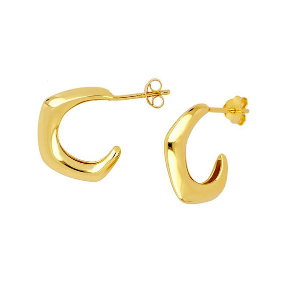 Women's Geometric C Shaped Earrings With Silver Needle And Copper Electroplated Fashion Ear Buckles