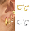 Women's Geometric C Shaped Earrings With Silver Needle And Copper Electroplated Fashion Ear Buckles