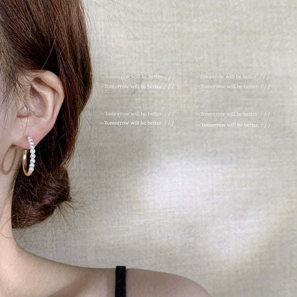 Women's Geometric C Shaped Spliced Pearl Earrings Copper Electroplated Fashion Elegant Ear Jewelry