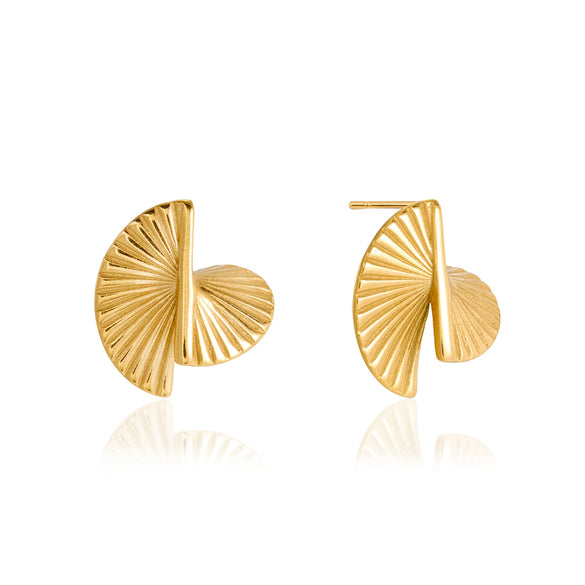 Women's Geometric Carved Stud Earrings With Multilayer Design Stainless Steel And Titanium Steel Posts Pvd Gold Plating