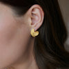 Women's Geometric Carved Stud Earrings With Multilayer Design Stainless Steel And Titanium Steel Posts Pvd Gold Plating
