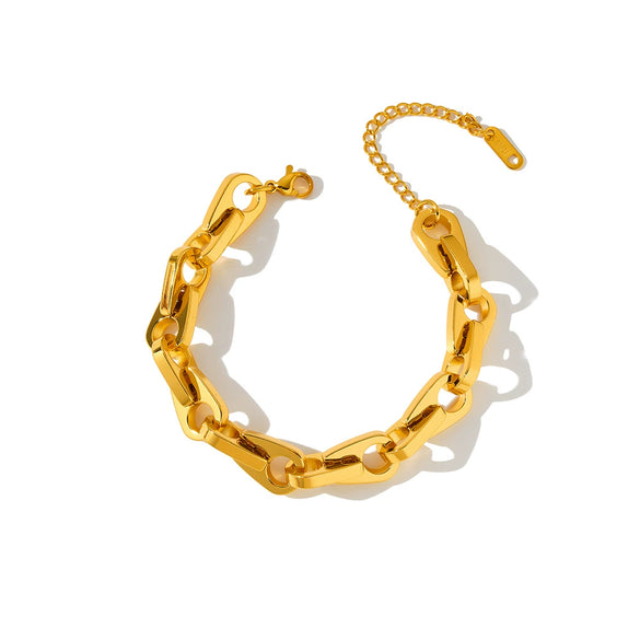 Women's Geometric Chain Bracelet In Stainless Steel With 18K Vacuum Plated Finish Simple Non Fading Fashion Accessory