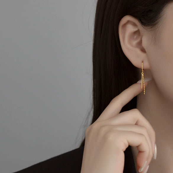 Women's Geometric Chain Earrings In Sterling Silver With Electroplated Finish Fashion Jewelry