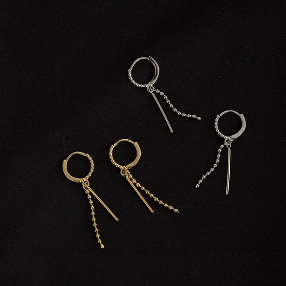 Women's Geometric Chain Earrings In Sterling Silver With Electroplated Finish Fashion Jewelry