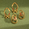 Women’s Geometric Cherry Bow Earrings In Stainless Steel With Pvd Vacuum Gold Plated Finish